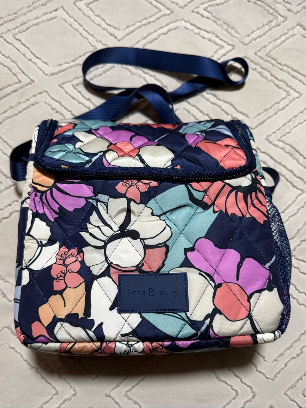 Vera Bradley Navy Multicolor Floral Quilted lunch bag